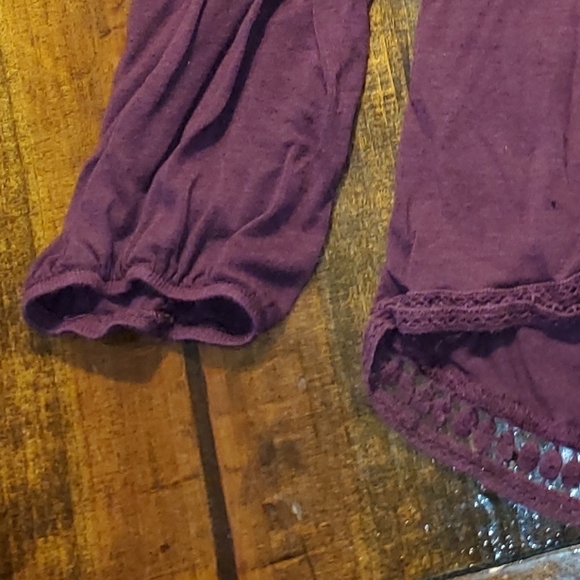 Knox Rose Long Sleeve Burgandy/Purple Cold Shoulder Ruffle Top Large - Picture 12 of 12